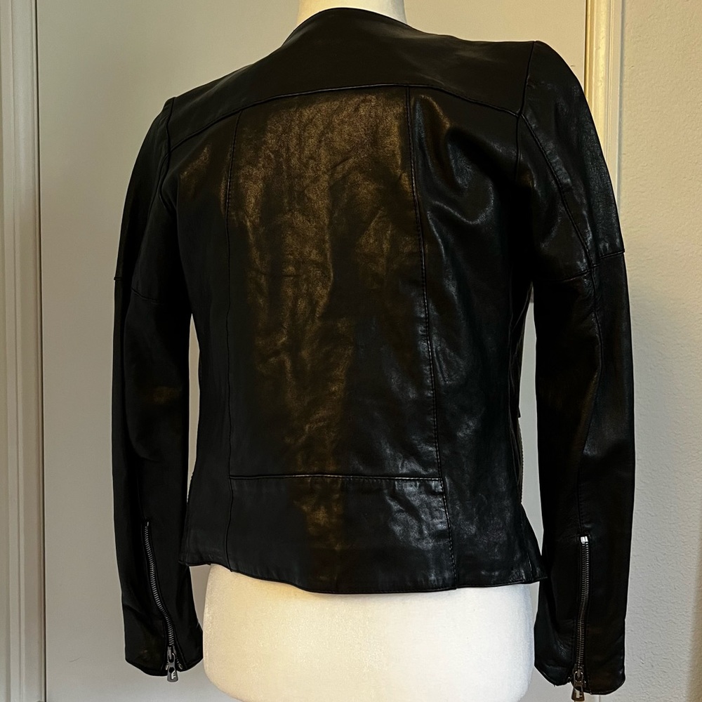 Women's Black Leather Jacket - Picture 5 of 13